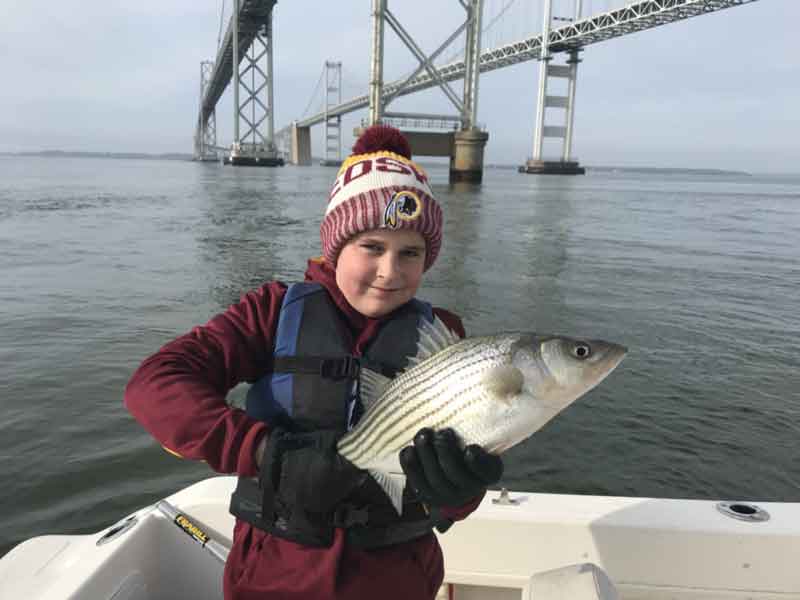Winter angler with a rockfish