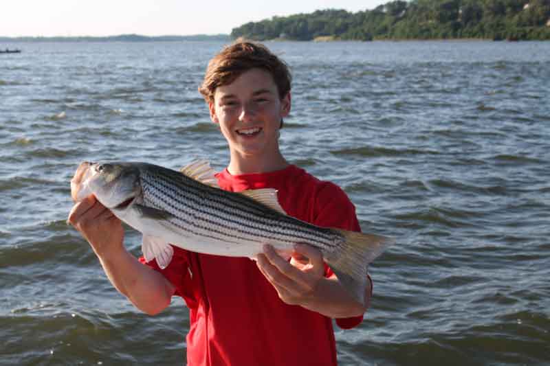 striper caught by a kid