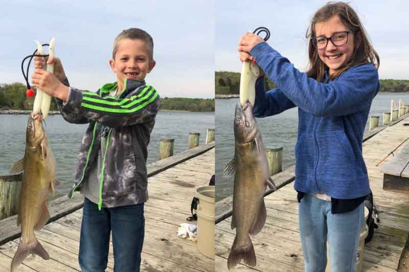 kids catching catfish