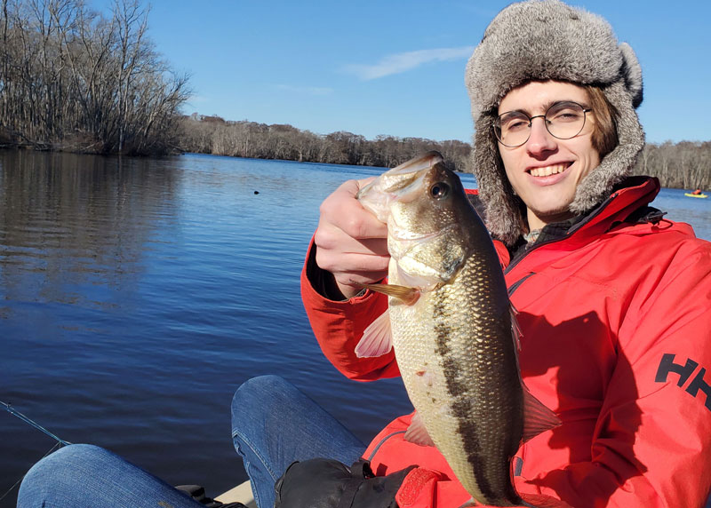 largemouth bass caught in the middle of winter